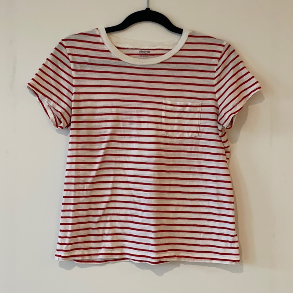 Madewell red & white striped t shirt